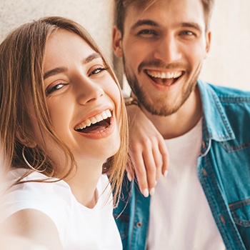Couple laughing and smiling together