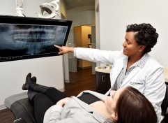 Allen dentist showing a patient their dental x rays