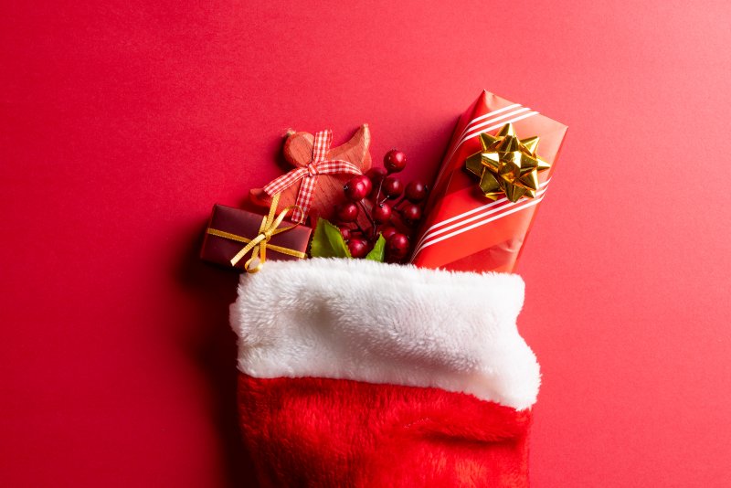 A close-up of a holiday stocking 